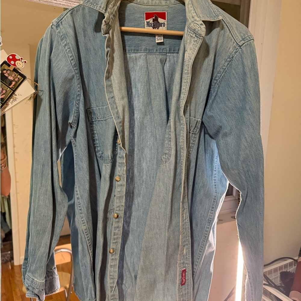 Thrifted Marlboro Light Blue Denim Shirt